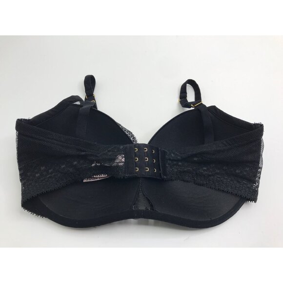 Incredible By Victoria's Secret Plunge Lace Mesh Lightly Lined Bra Black 34DDD - Picture 3 of 4